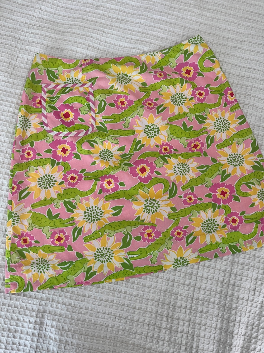 VINTAGE Lilly Pulitzer Womens Alligator CROC MONSIEUR Skirt Sz 8 WHITE LABEL